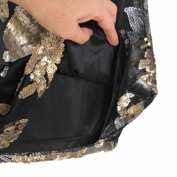NWT Forever 21 black gold silver sequin midi skirt small - Picture 9 of 11